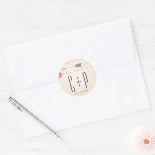 tribale pijlen Wedding Monogram Sticker (Envelop)