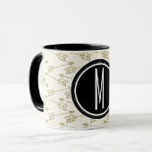 Tribale pijlen | Zwart monogram Mok (Voorkant links)