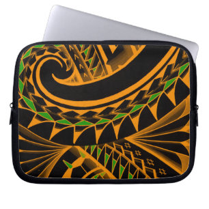 tribale polynesiaanse tatoeages in heldere kleuren laptop sleeve