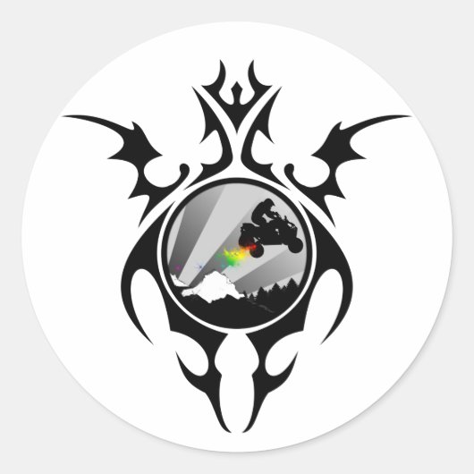 tribale quads ronde sticker (Voorkant)