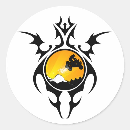 tribale quads ronde sticker (Voorkant)