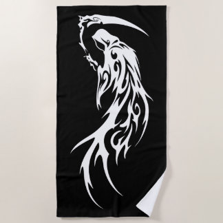 Tribale Reaper Minimaal Zwart en Wit Donker Design Strandlaken