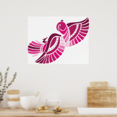 Tribale Roze Vogel Gestileerde Magenta Fenix Poster (Keuken)