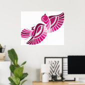 Tribale Roze Vogel Gestileerde Magenta Fenix Poster (Thuiskantoor)