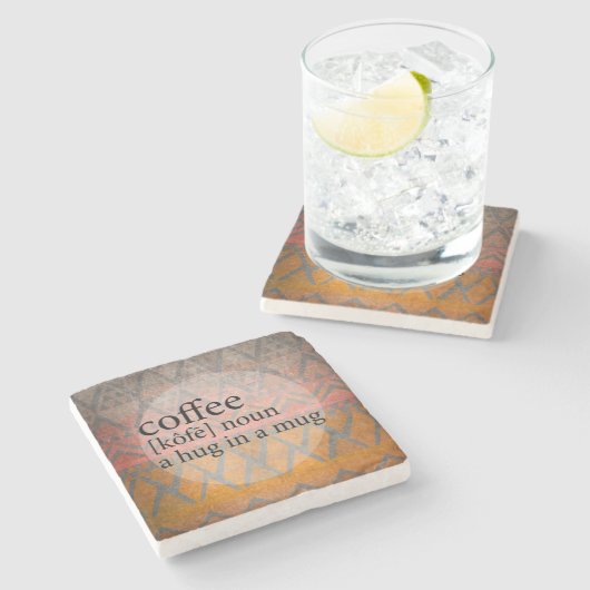 Tribale Sandstone Tile Coffee Hug in een Mok Quote Stenen Onderzetter (Zijkant)