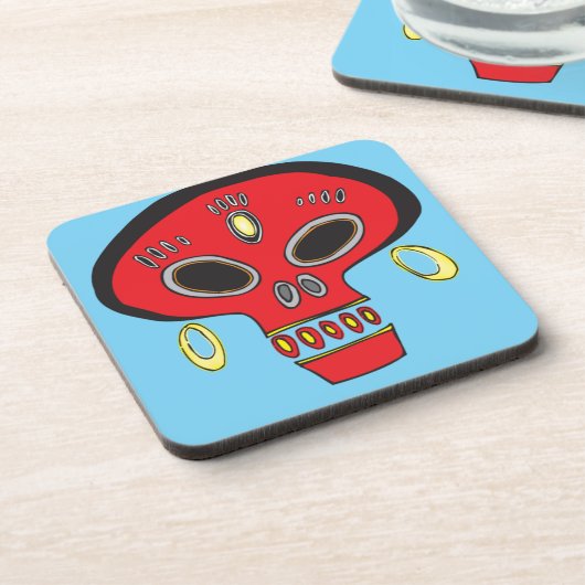 Tribale schedel bier onderzetter (Linkerzijde)