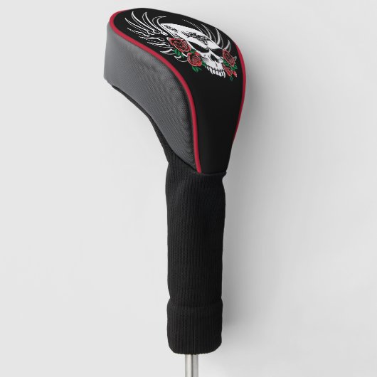 Tribale schedel en Rozen Golfheadcover (Schuin)