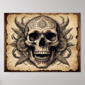Tribale schedel op perkament poster (Voorkant)
