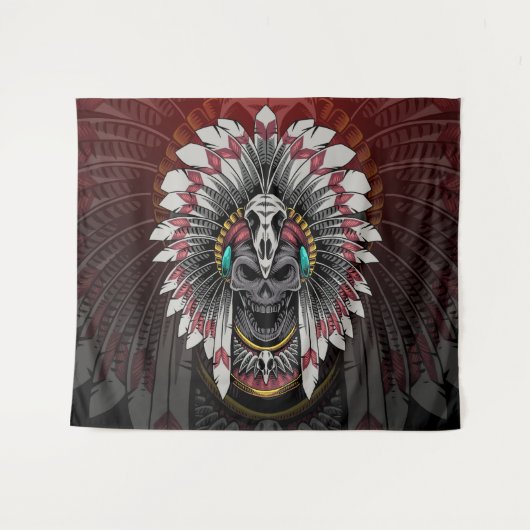 Tribale schedel wandkleed (Voorkant (horizontaal))