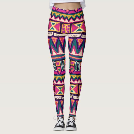 Tribale schetsen: handgetekend azteeks patroon. leggings (Voorkant)