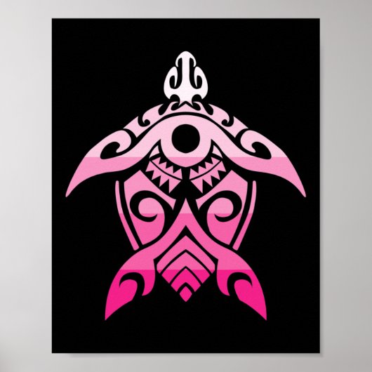 Tribale schildpad Borstkankerbewustzijn Hawaiian P Poster (Voorkant)
