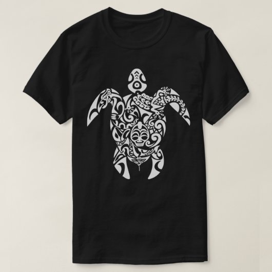 Tribale schildpad Hawaiian Polynesiaans Symbool Wh T-shirt (Design voorkant)
