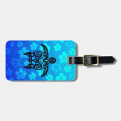 Tribale schildpad Hibiscus Bagagelabel (Voorkant horizontaal)