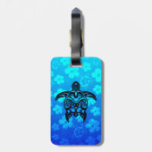 Tribale schildpad Hibiscus Bagagelabel (Achterkant verticaal)