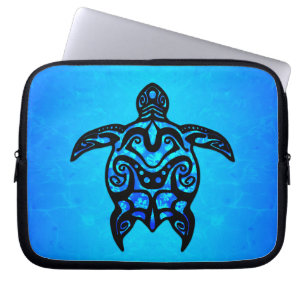 Tribale schildpad Hibiscus Laptop Sleeve