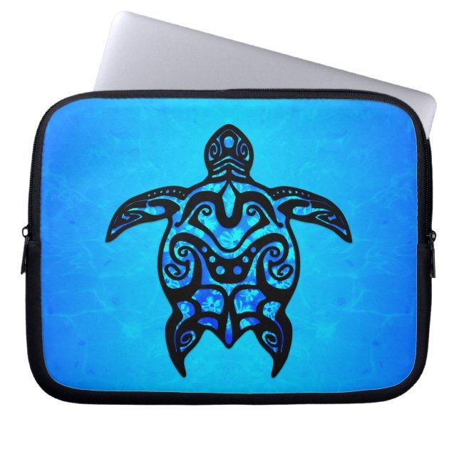 Tribale schildpad Hibiscus Laptop Sleeve (Voorkant)
