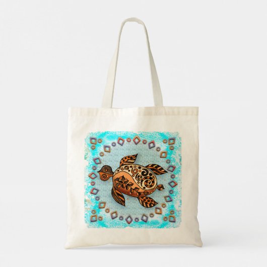 Tribale schildpad tote bag (Achterkant)