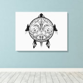 Tribale schildpadden Tattoo Canvas Afdruk (Insitu (Houten vloer))