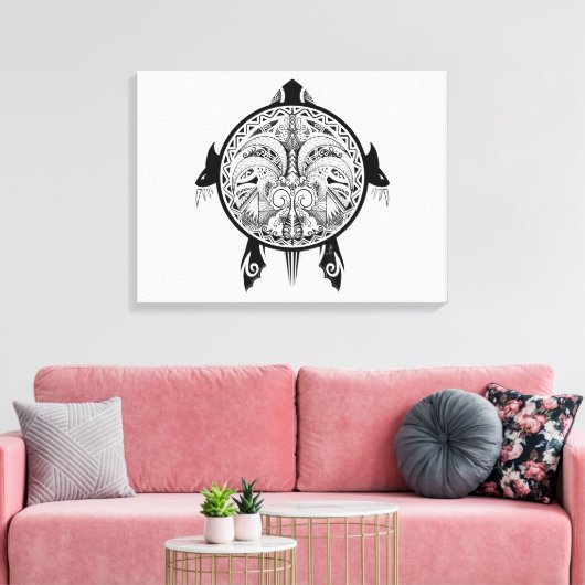 Tribale schildpadden Tattoo Canvas Afdruk (Insitu (Woonkamer))