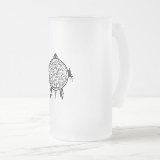 Tribale schildpadden Tattoo Matglas Bierpul (Voorkant rechts)