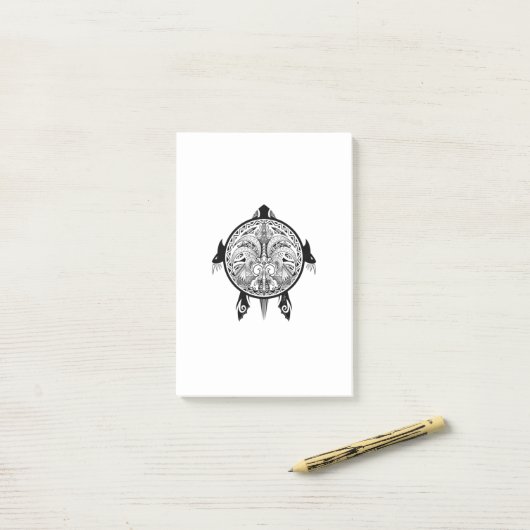 Tribale schildpadden Tattoo Post-it® Notes (Op bureau)