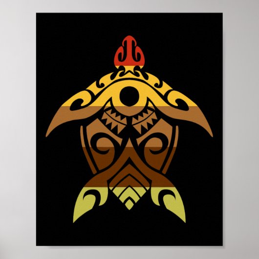 Tribale schildpadden Thanksgiving Dag Cool Polynes Poster (Voorkant)