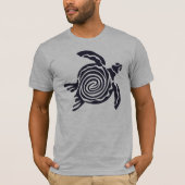 Tribale schildpadkunst in donkerblauwe T-shirt (Voorkant)