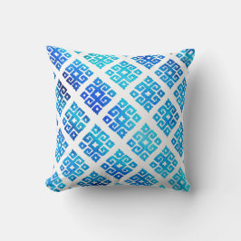 Tribale sleutelpatroon geschilderd aqua witte kuss kussen