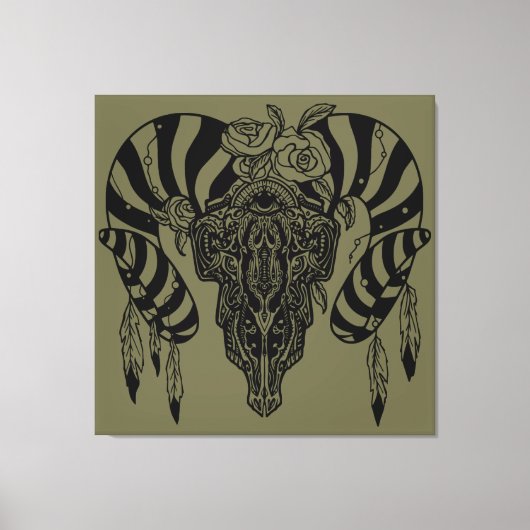 Tribale stierenschedel canvas afdruk (Voorkant)