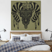 Tribale stierenschedel canvas afdruk (Insitu (Slaapkamer))