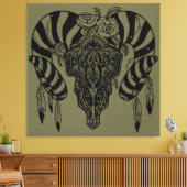 Tribale stierenschedel canvas afdruk (Insitu (Woonkamer))