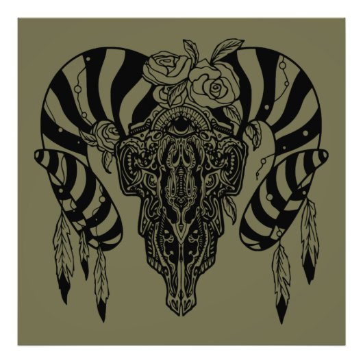 Tribale stierenschedel foto afdruk (Voorkant)