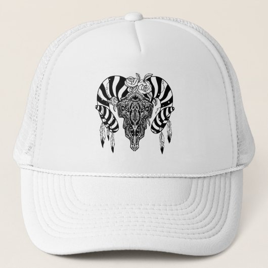 Tribale stierenschedel trucker pet (Voorkant)