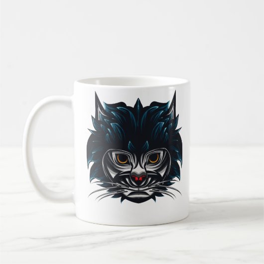 Tribale stijl Angry Cat Koffiemok (Links)