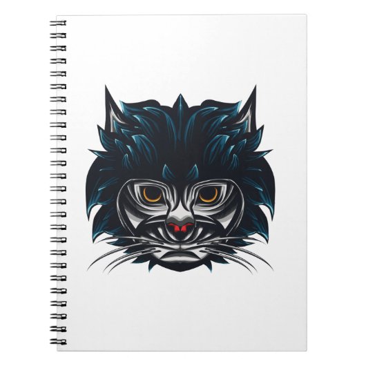 Tribale stijl Angry Cat Notitieboek (Voorkant)