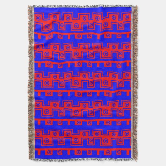 Tribale stijl II - Blauw en rood Deken (Voorkant Verticaal)