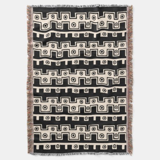Tribale stijl II - Zwart op crème Deken (Voorkant Verticaal)