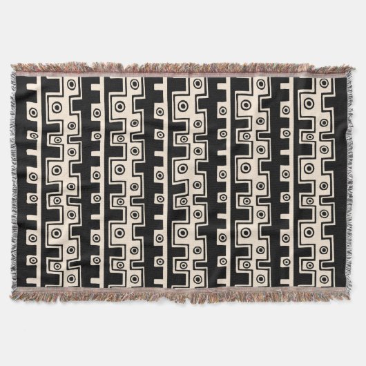 Tribale stijl II - Zwart op crème Deken (Voorkant)