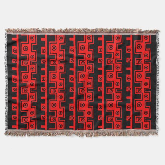 Tribale stijl II - Zwart op rood Deken (Voorkant)