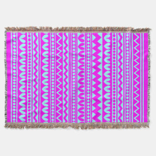 Tribale stijl - Magenta op Ice Blue Deken