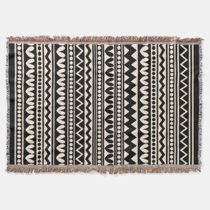 Tribale stijl - zwart op crème deken