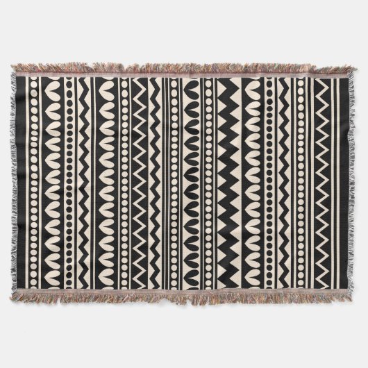 Tribale stijl - zwart op crème deken (Voorkant)
