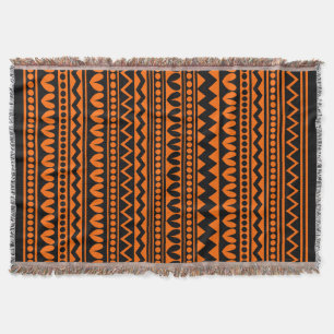 Tribale stijl - zwart op Oranje Deken