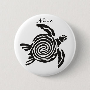 Tribale stijlschildpad Thunder_Cove Ronde Button 5,7 Cm