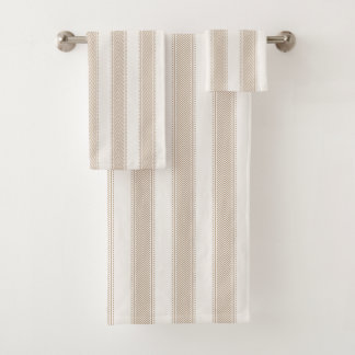 Tribale streep aardse neutrale tan beige boerderij bad handdoek
