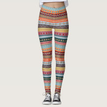 Tribale strips Colorful Geometric Pattern Leggings