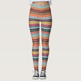 Tribale strips Colorful Geometric Pattern Leggings