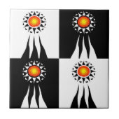 Tribale Sun en Rays Checkerboard Tegeltje (Voorkant)