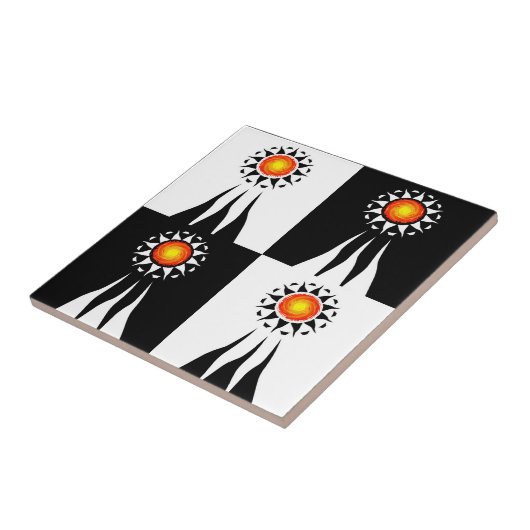 Tribale Sun en Rays Checkerboard Tegeltje (Zijkant)