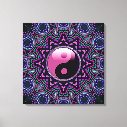 Tribale Sun Roze Yin Yang Ingepakte Canvas Afdruk (Voorkant)